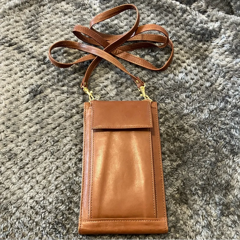 Vintage Macro Bag‎ Brown Cowhide Leather Crossbody Wallet With Adjustable Strap